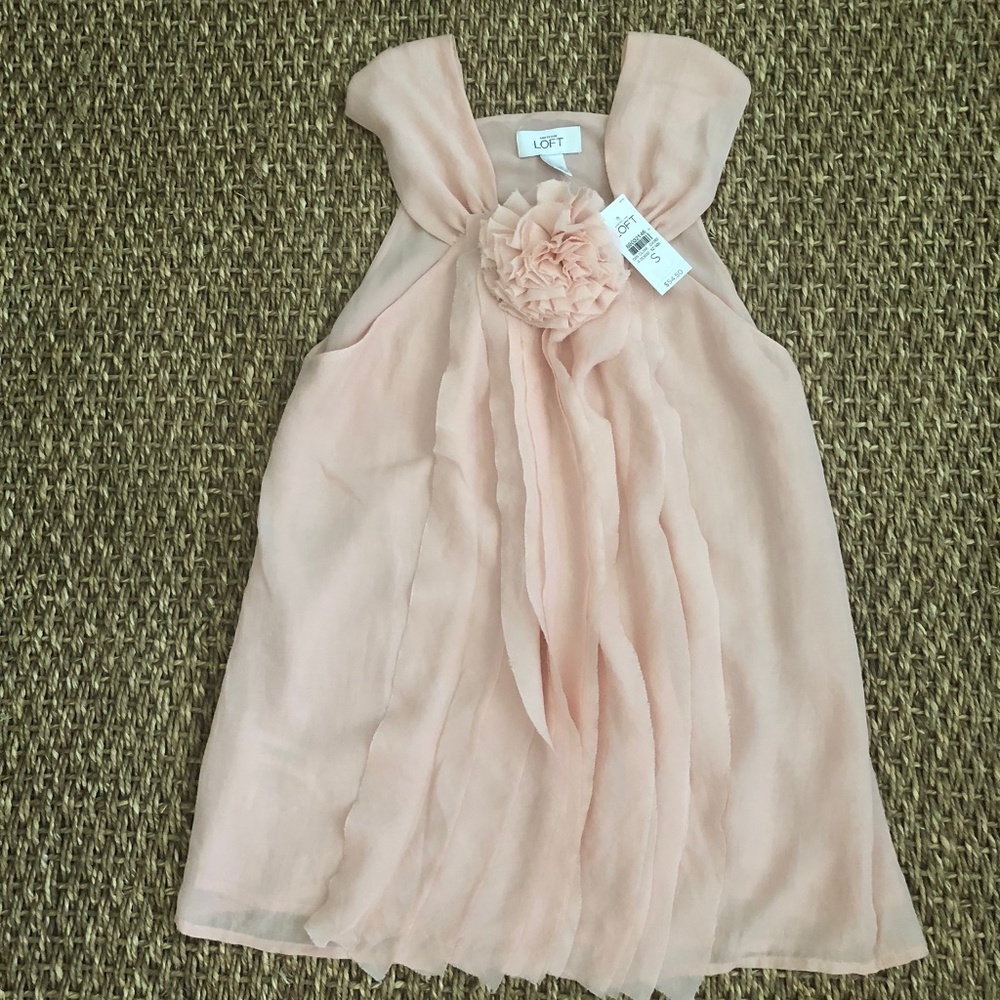 New LOFT Peach Small Dressy Tank with Ruffles